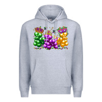 Heather Grey mardi gras bead dogs Premium Hoodie - LillyAllenDesigns
