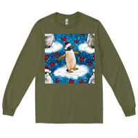 Army Green christmas penguin and heart seamless pattern Long Sleeve Tee - BundleAndBundleShop