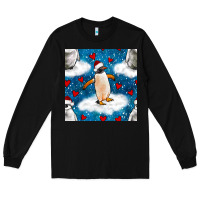 Black christmas penguin and heart seamless pattern Long Sleeve Tee - BundleAndBundleShop
