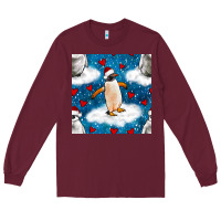 Christmas Penguin And Heart Seamless Pattern Long Sleeve Tee | Teevron