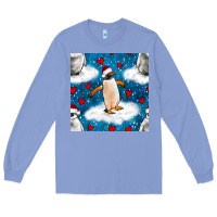 Colony Blue christmas penguin and heart seamless pattern Long Sleeve Tee - BundleAndBundleShop