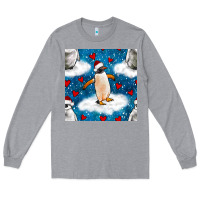 Heather Grey christmas penguin and heart seamless pattern Long Sleeve Tee - BundleAndBundleShop