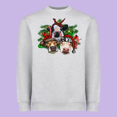 Christmas Cows With Tree Heavyweight Sweatshirt Designed By Ranaportraitstore