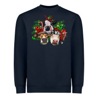 Navy christmas cows with tree Heavyweight Sweatshirt - RanaPortraitStore