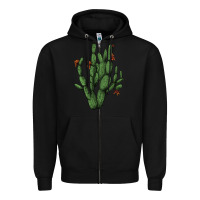 Black cactus with flowers Zipper Hoodie - AdoDesignShop