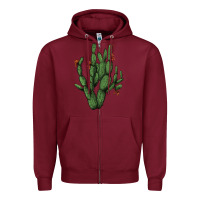 Burgundy cactus with flowers Zipper Hoodie - AdoDesignShop