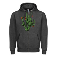 Charcoal Heather cactus with flowers Zipper Hoodie - AdoDesignShop
