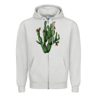 Dove Grey cactus with flowers Zipper Hoodie - AdoDesignShop