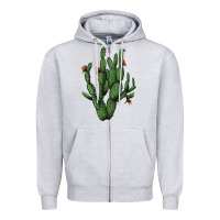 Heather Grey cactus with flowers Zipper Hoodie - AdoDesignShop