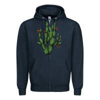 Navy cactus with flowers Zipper Hoodie - AdoDesignShop
