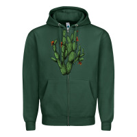 Sports Green cactus with flowers Zipper Hoodie - AdoDesignShop