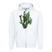 White cactus with flowers Zipper Hoodie - AdoDesignShop
