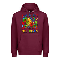 Burgundy celebrate neurodiversity Premium Hoodie - LillyAllenDesigns