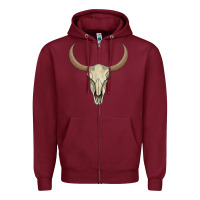 Burgundy bull skull Zipper Hoodie - AdoDesignShop