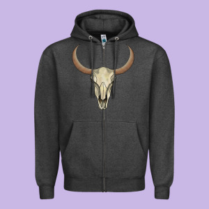 Bull Skull Zipper Hoodie Designed By Adodesignshop