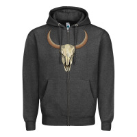 Charcoal Heather bull skull Zipper Hoodie - AdoDesignShop