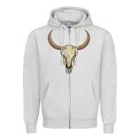 Dove Grey bull skull Zipper Hoodie - AdoDesignShop