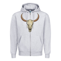 Heather Grey bull skull Zipper Hoodie - AdoDesignShop