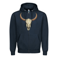 Navy bull skull Zipper Hoodie - AdoDesignShop
