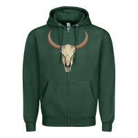 Sports Green bull skull Zipper Hoodie - AdoDesignShop