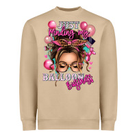 Mushroom just minding my balloon business messy bun Heavyweight Sweatshirt - texasbilliewilder