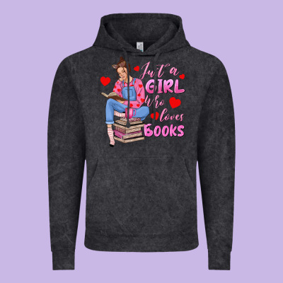 Just A Girl Who Loves Books Vintage Hoodie Designed By Texasbilliewilder