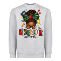 Heather Grey director life afro messy bun Heavyweight Sweatshirt - texasbilliewilder