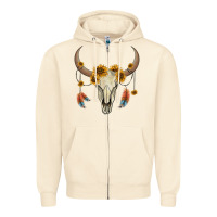 Sandshell bull skull sunflowers and feathers Zipper Hoodie - AdoDesignShop