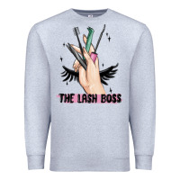 Heather Grey the lash boss Premium Sweatshirt - MaliasSmallBusiness