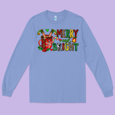 Merry And Bright Long Sleeve Tee Designed By Adodesignshop