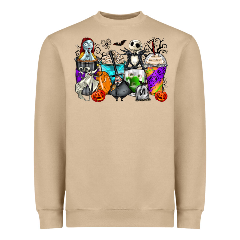 Halloween Cartoon Characters Coffee Cups Heavyweight Sweatshirt by Zillion Design Studio | Teevron