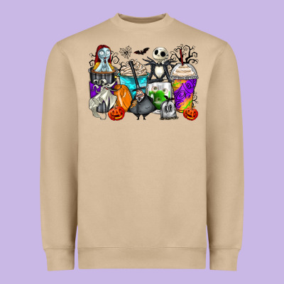 Halloween Cartoon Characters Coffee Cups Heavyweight Sweatshirt Designed By Zillion Design Studio