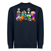 Navy halloween cartoon characters coffee cups Heavyweight Sweatshirt - Zillion Design Studio