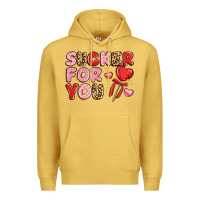 Antique Gold lovethemed typography with heart lollipop Premium Hoodie - LillyAllenDesigns