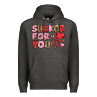 Charcoal Heather lovethemed typography with heart lollipop Premium Hoodie - LillyAllenDesigns