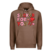 Chestnut lovethemed typography with heart lollipop Premium Hoodie - LillyAllenDesigns