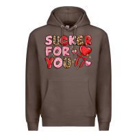 Coffee lovethemed typography with heart lollipop Premium Hoodie - LillyAllenDesigns