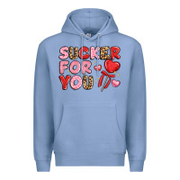 Colony Blue lovethemed typography with heart lollipop Premium Hoodie - LillyAllenDesigns