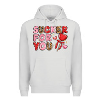 Dove Grey lovethemed typography with heart lollipop Premium Hoodie - LillyAllenDesigns