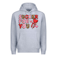 Heather Grey lovethemed typography with heart lollipop Premium Hoodie - LillyAllenDesigns
