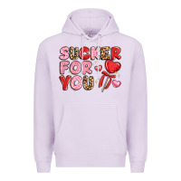 Lilac lovethemed typography with heart lollipop Premium Hoodie - LillyAllenDesigns
