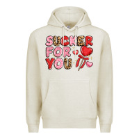 Oatmeal Heather lovethemed typography with heart lollipop Premium Hoodie - LillyAllenDesigns