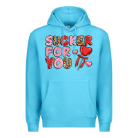 Ocean Blue lovethemed typography with heart lollipop Premium Hoodie - LillyAllenDesigns
