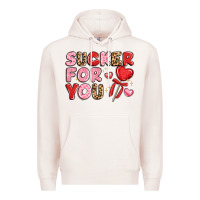 Pale Pink lovethemed typography with heart lollipop Premium Hoodie - LillyAllenDesigns