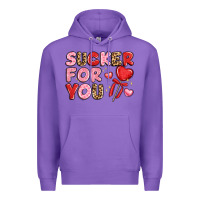 Purple lovethemed typography with heart lollipop Premium Hoodie - LillyAllenDesigns