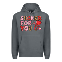 Rock lovethemed typography with heart lollipop Premium Hoodie - LillyAllenDesigns