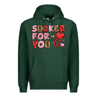Sports Green lovethemed typography with heart lollipop Premium Hoodie - LillyAllenDesigns
