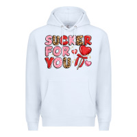 White lovethemed typography with heart lollipop Premium Hoodie - LillyAllenDesigns