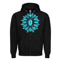 Black turqoise gemstone Zipper Hoodie - AdoDesignShop