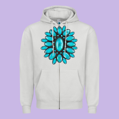 Turqoise Gemstone Zipper Hoodie Designed By Adodesignshop